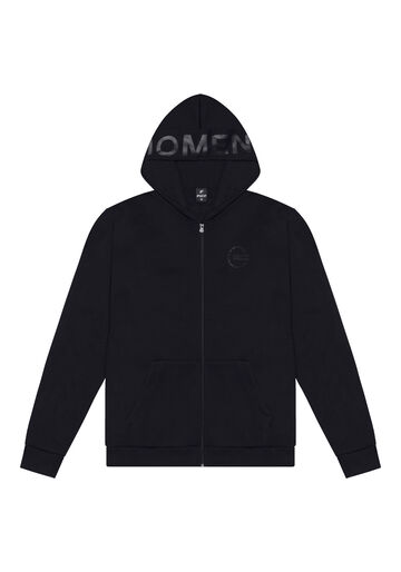 Jaqueta De Moletom Com Zíper E Capuz Estampado, PRETO. Jaqueta De Moletom Com Zíper E Capuz Estampado, PRETO, large.