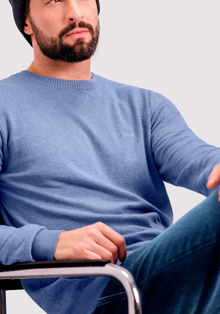 Blusão Masculino em Malha Tricô, AZUL BLURROW. Blusão Masculino em Malha Tricô, AZUL BLURROW, large.