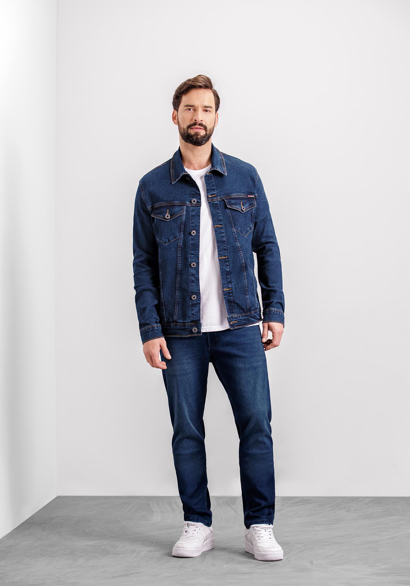 Jaqueta Jeans Masculina com Elastano, JEANS, large.