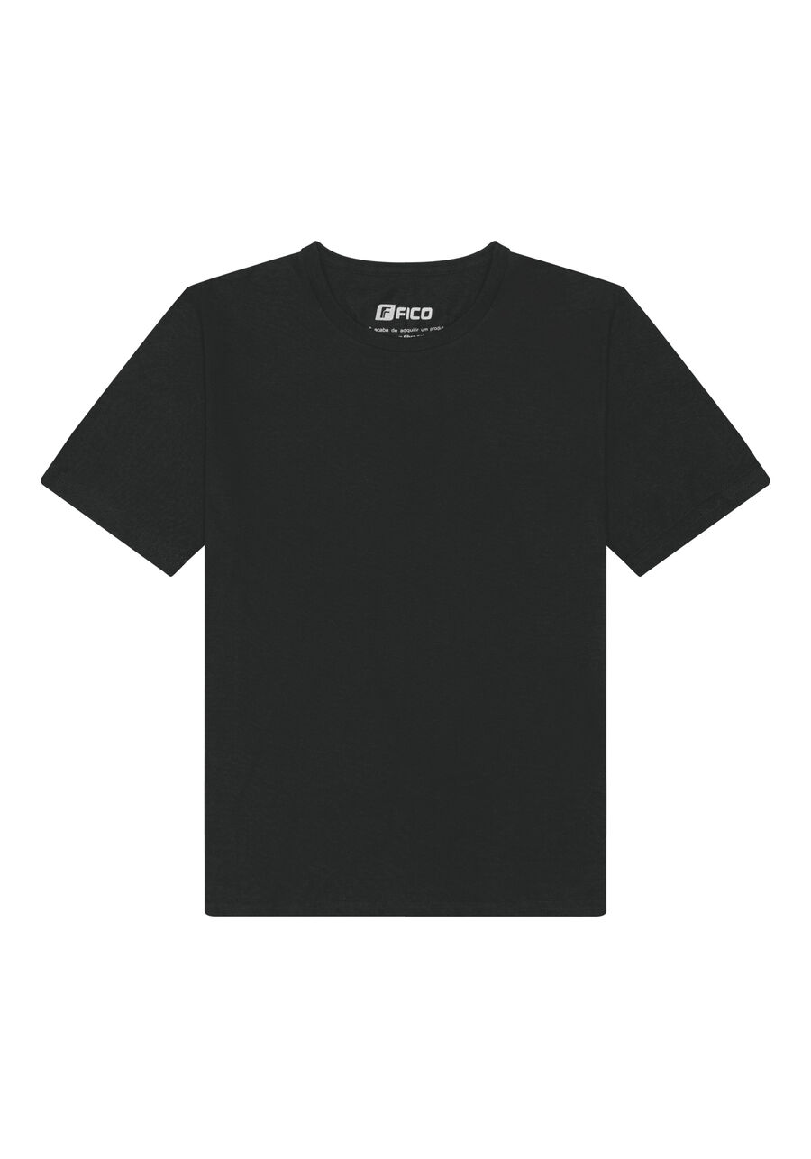 Camiseta Masculina Básica Em Meia Malha Penteada De Algodão, PRETO REATIVO. Camiseta Masculina Básica Em Meia Malha Penteada De Algodão, PRETO REATIVO, large.