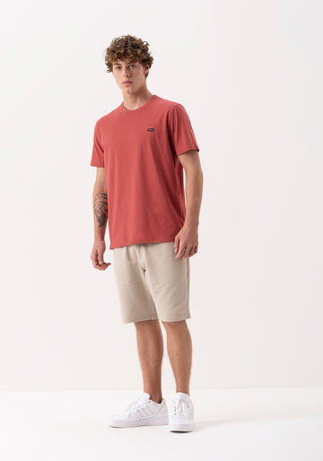 Camiseta Básica De Mangas Curtas Em Meia Malha Penteada, ROSA ASTRO. Camiseta Básica De Mangas Curtas Em Meia Malha Penteada, ROSA ASTRO, large.