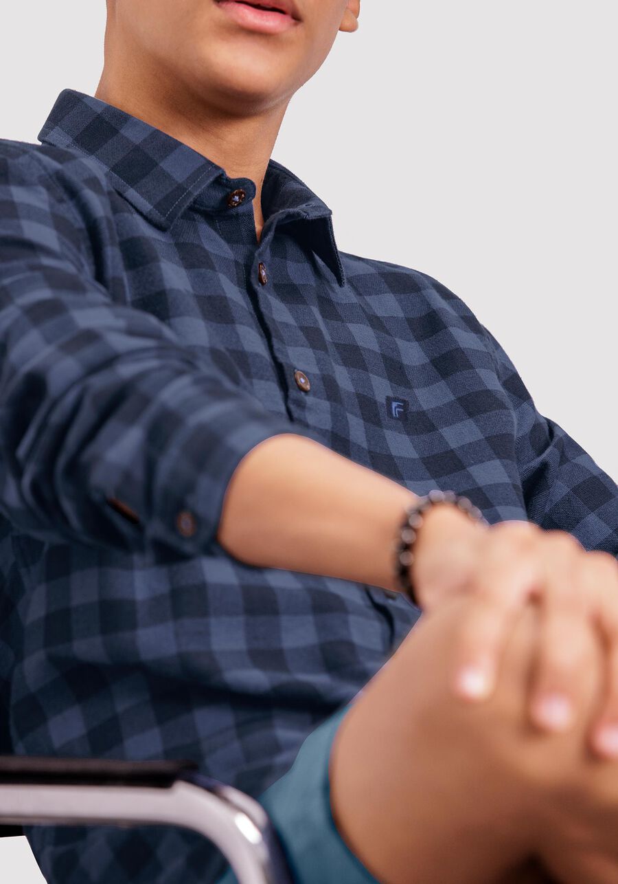 Camisa Juvenil em Flanela Xadrez, AZUL SEED. Camisa Juvenil em Flanela Xadrez, AZUL SEED, large.