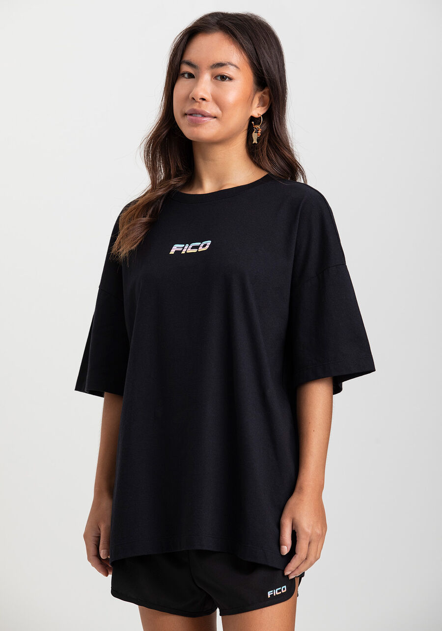 Camiseta Feminina Estampada Fico Legacy, PRETO REATIVO. Camiseta Feminina Estampada Fico Legacy, PRETO REATIVO, large.