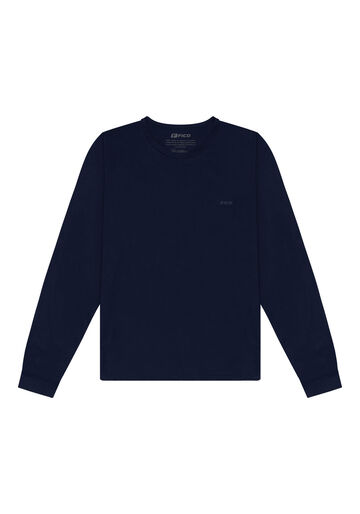 Camiseta Básica De Mangas Longas Em Meia Malha Penteada, MARINHO ACTION. Camiseta Básica De Mangas Longas Em Meia Malha Penteada, MARINHO ACTION, large.