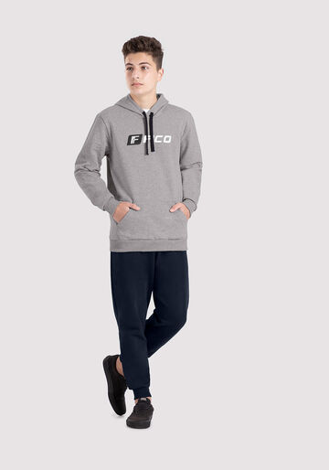 Blusão Com Capuz Juvenil Em Moletom Felpado De Algodão, MESCLA MEDIO. Blusão Com Capuz Juvenil Em Moletom Felpado De Algodão, MESCLA MEDIO, large.