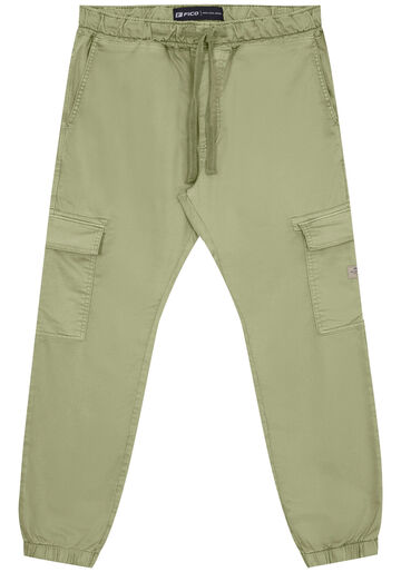 Calça Jogging Com Bolso Cargo Em Sarja Com Elastano, VERDE CORAL. Calça Jogging Com Bolso Cargo Em Sarja Com Elastano, VERDE CORAL, large.
