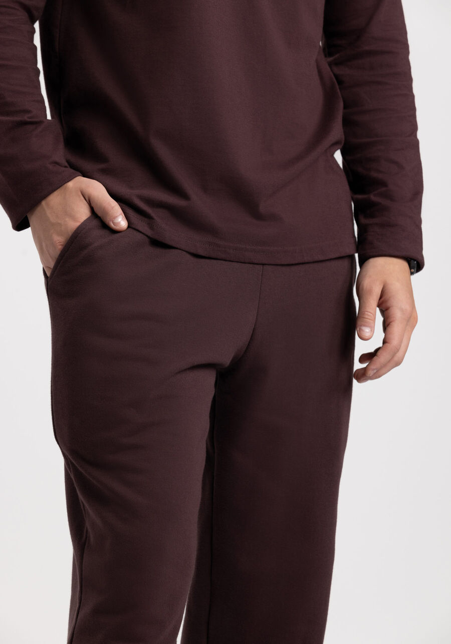 Camiseta De Manga Longa Com Gola Alta Em Meia Malha Penteada, MARROM EGGPLANT. Camiseta De Manga Longa Com Gola Alta Em Meia Malha Penteada, MARROM EGGPLANT, large.