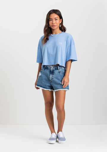 Shorts Jeans Feminino Fico Legacy, JEANS ESCURO. Shorts Jeans Feminino Fico Legacy, JEANS ESCURO, large.