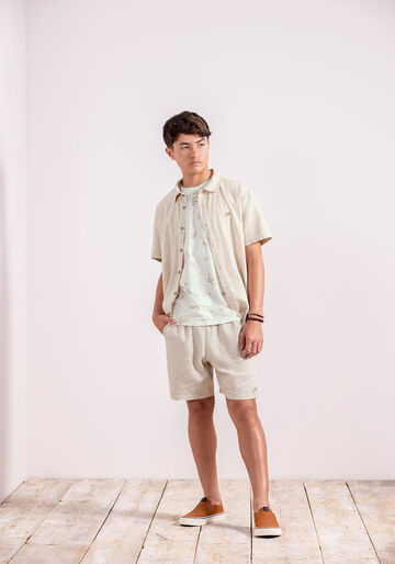 Shorts Juvenil em Tecido Linho, BRANCO OFF WHITE. Shorts Juvenil em Tecido Linho, BRANCO OFF WHITE, large.