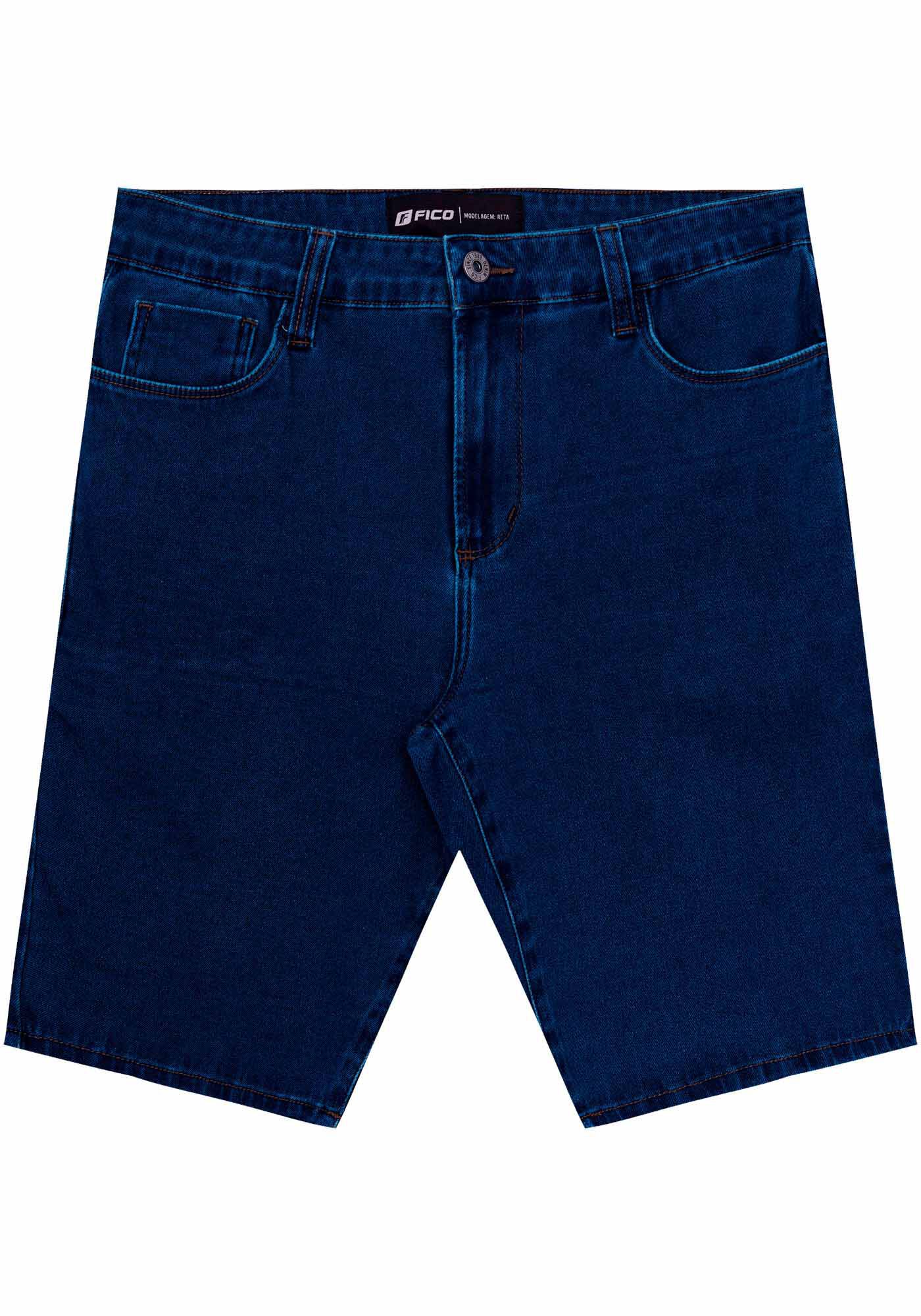 Bermuda Jeans Reta B&aacute;sica Com Elastano E Bolsos, JEANS, large.