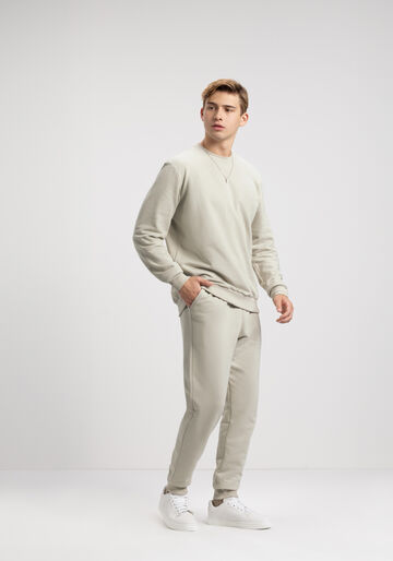 Calça Slim Em Moletom Felpado Responsável De Algodão, BEGE SYSTEM. Calça Slim Em Moletom Felpado Responsável De Algodão, BEGE SYSTEM, large.