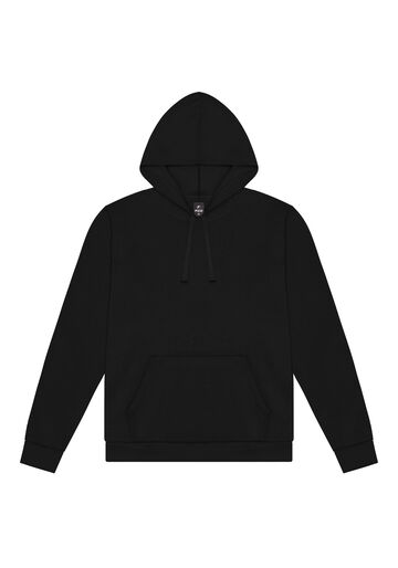 Blusão Básico Com Capuz Em Moletom Felpado De Algodão, PRETO REATIVO. Blusão Básico Com Capuz Em Moletom Felpado De Algodão, PRETO REATIVO, large.