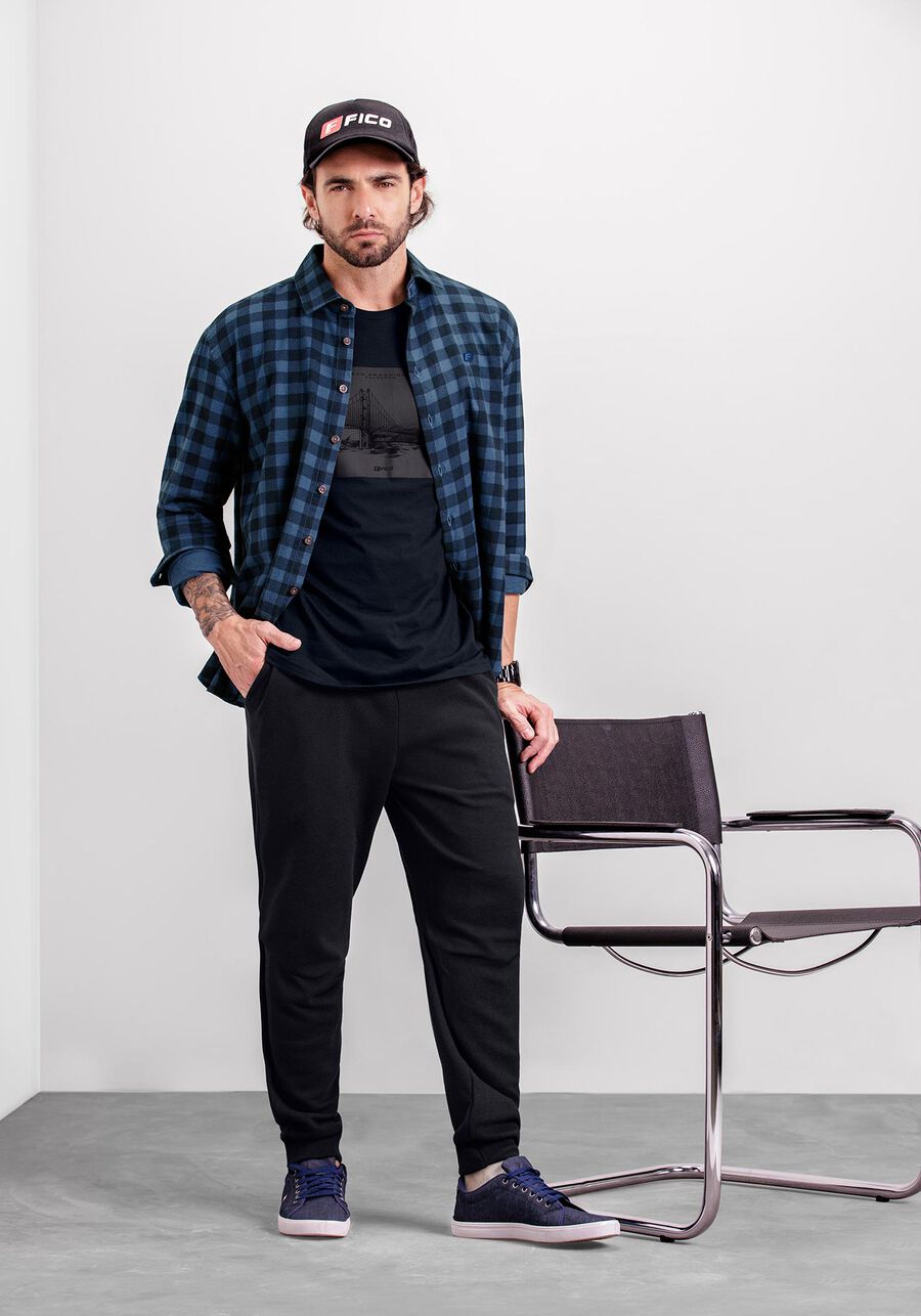 Camisa Masculina em Flanela Xadrez, AZUL SEED. Camisa Masculina em Flanela Xadrez, AZUL SEED, large.