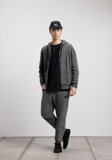 Calça Slim Juvenil Em Moletom Felpado Com Recortes Laterais, CINZA NIGHTCALL. Calça Slim Juvenil Em Moletom Felpado Com Recortes Laterais, CINZA NIGHTCALL, large.