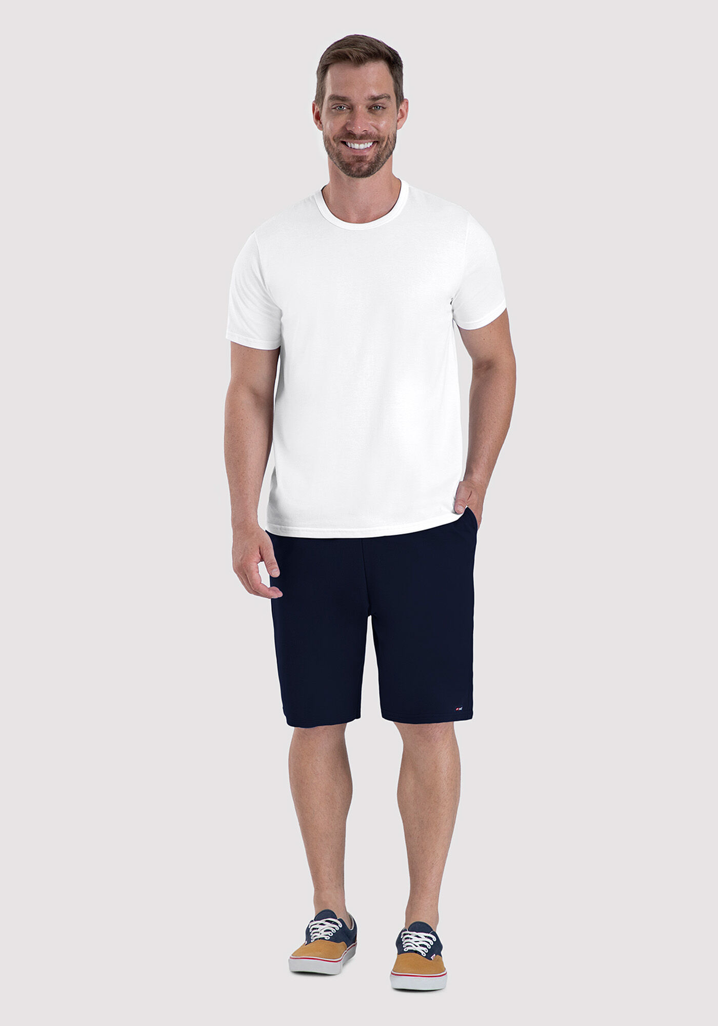 Camiseta Manga Curta Masculina B&aacute;sica, BRANCO, large.