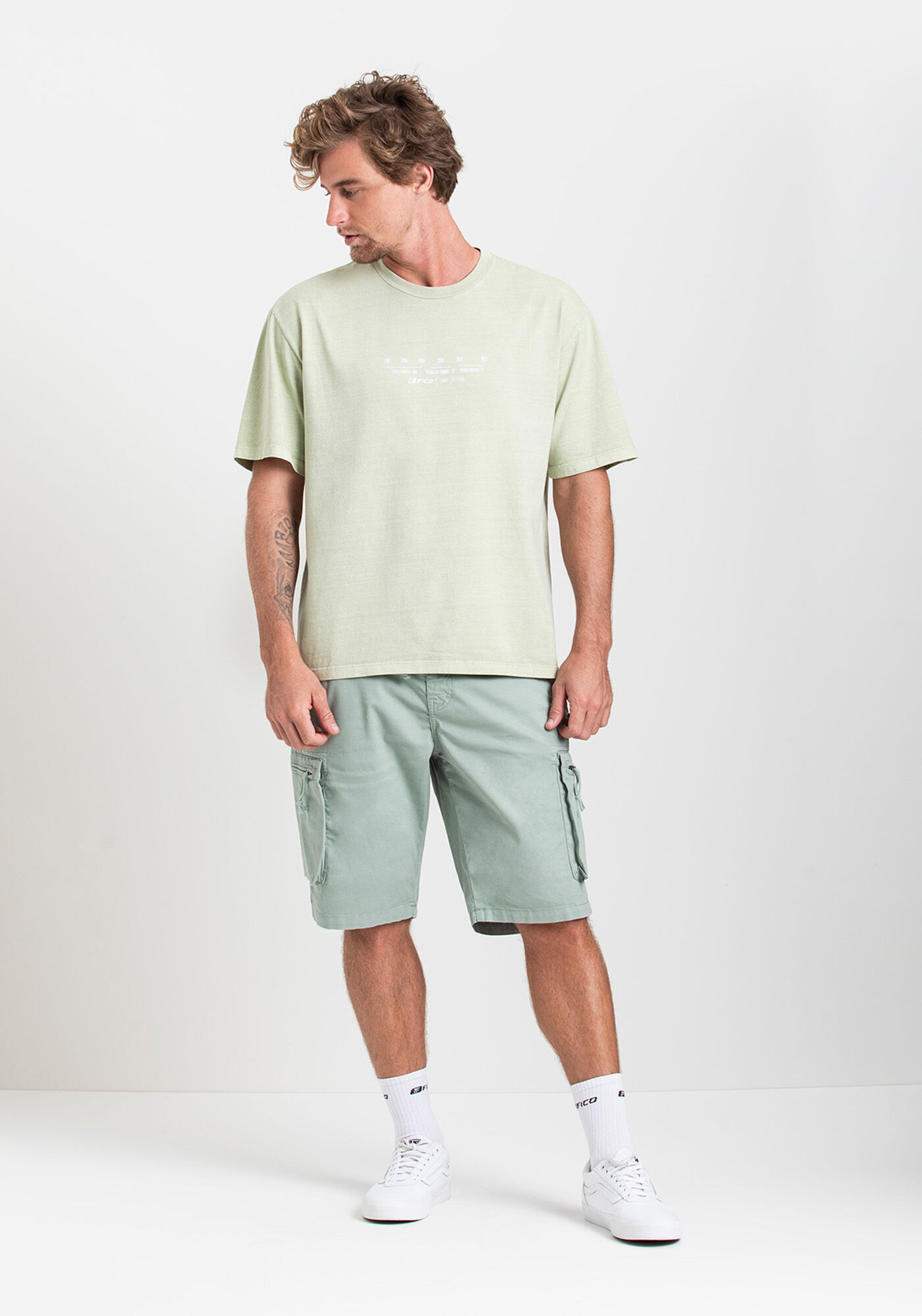 Camiseta Masculina Oversized Fico Legacy, VERDE ARAGON, large.