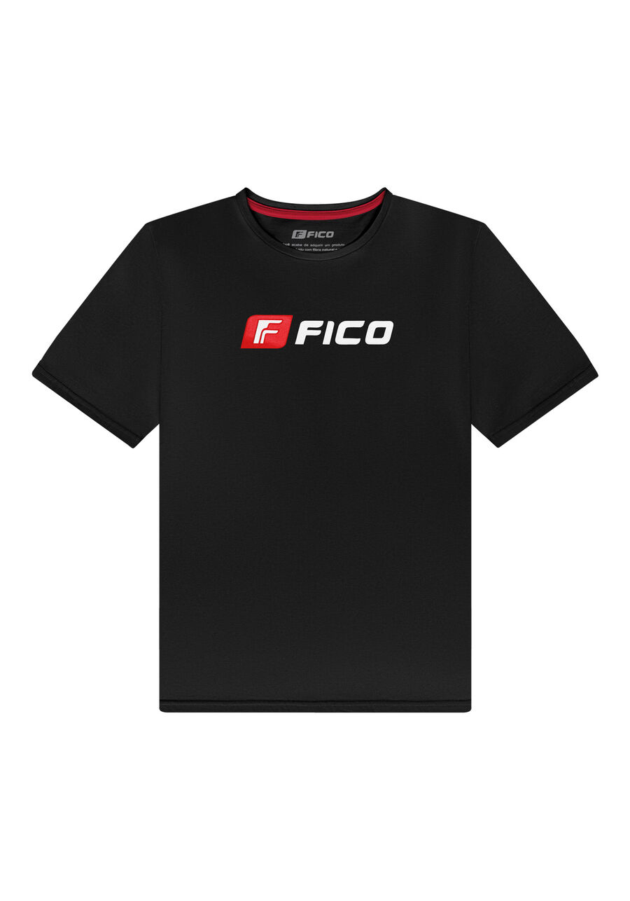 Camiseta De Mangas Curtas Com Estampa Em Meia Malha Penteada, PRETO REATIVO. Camiseta De Mangas Curtas Com Estampa Em Meia Malha Penteada, PRETO REATIVO, large.