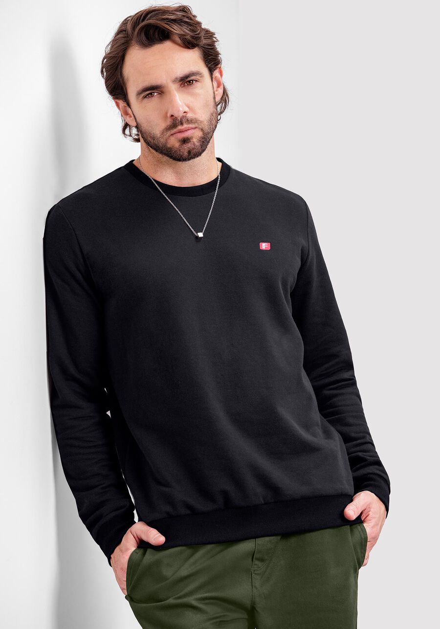 Blusão Masculino em Moletom Felpado, PRETO REATIVO. Blusão Masculino em Moletom Felpado, PRETO REATIVO, large.