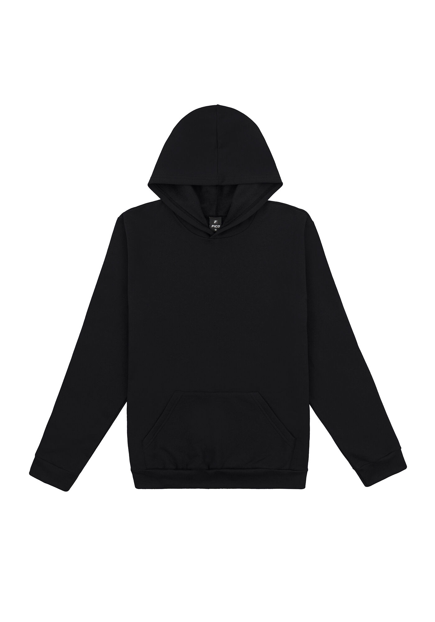 Blus&atilde;o Masculino B&aacute;sico em Moletom com Capuz, PRETO REATIVO, large.