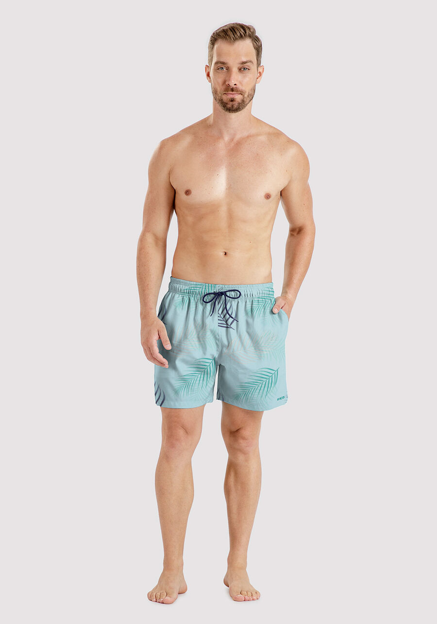 Shorts Masculino com Estampa Tropical, AZUL AIRBOX. Shorts Masculino com Estampa Tropical, AZUL AIRBOX, large.