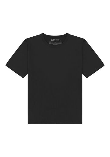 Camiseta Básica Plus Size Em Meia Malha De Algodão Penteado, PRETO REATIVO. Camiseta Básica Plus Size Em Meia Malha De Algodão Penteado, PRETO REATIVO, large.