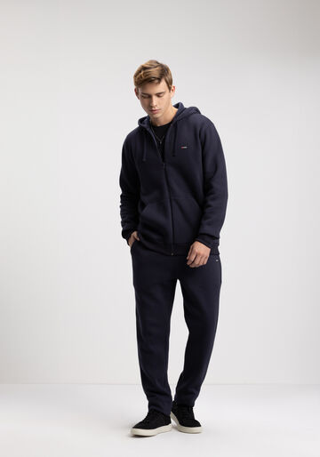Calça Slim Com Cadarço E Bolsos Em Moletom, MARINHO IMPERIO. Calça Slim Com Cadarço E Bolsos Em Moletom, MARINHO IMPERIO, large.