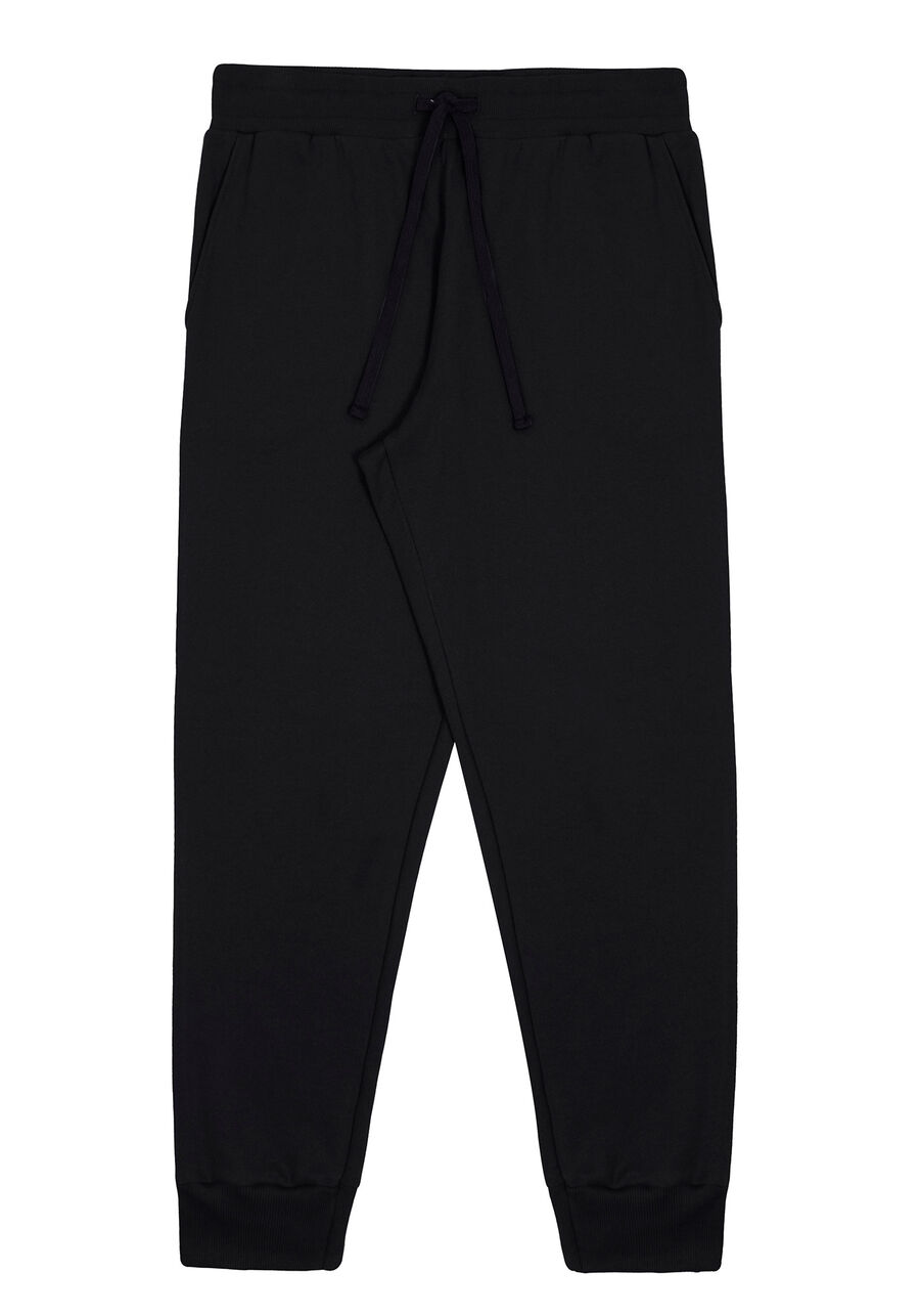 Calça Jogger Masculina em Moletom Básica, PRETO REATIVO. Calça Jogger Masculina em Moletom Básica, PRETO REATIVO, large.