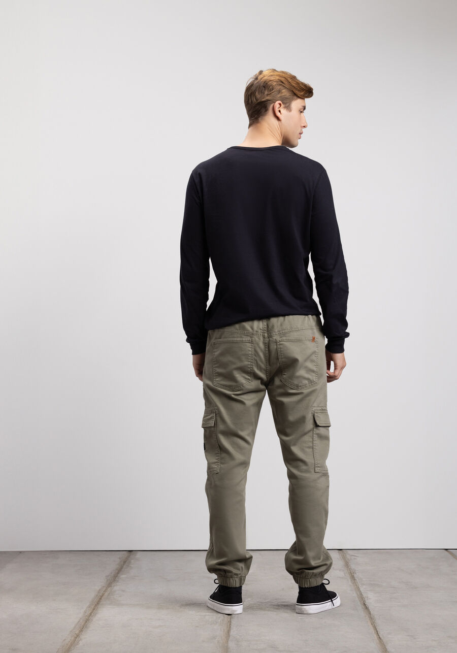 Calça Jogging Com Bolso Cargo Em Sarja Com Elastano, VERDE RALPH. Calça Jogging Com Bolso Cargo Em Sarja Com Elastano, VERDE RALPH, large.