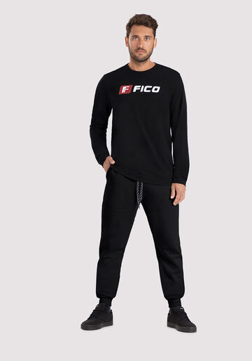 Camiseta De Manga Longa Com Estampa Local Em Meia Malha, PRETO REATIVO. Camiseta De Manga Longa Com Estampa Local Em Meia Malha, PRETO REATIVO, large.