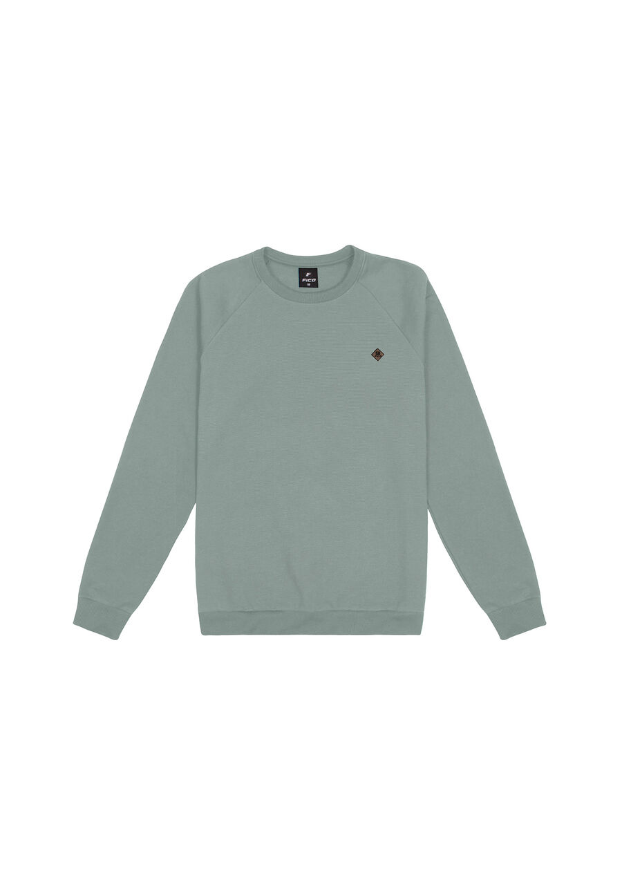 Blusão Masculino em Moletom Felpado com Manga Raglan, VERDE TEOS. Blusão Masculino em Moletom Felpado com Manga Raglan, VERDE TEOS, large.