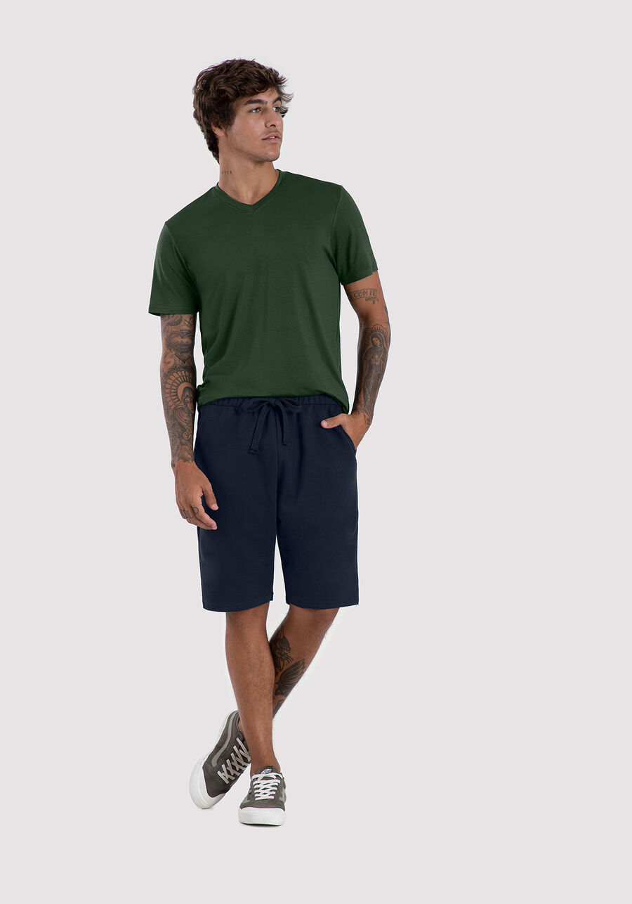 Bermuda Masculina em Moletom Básica, MARINHO IMPERIO. Bermuda Masculina em Moletom Básica, MARINHO IMPERIO, large.