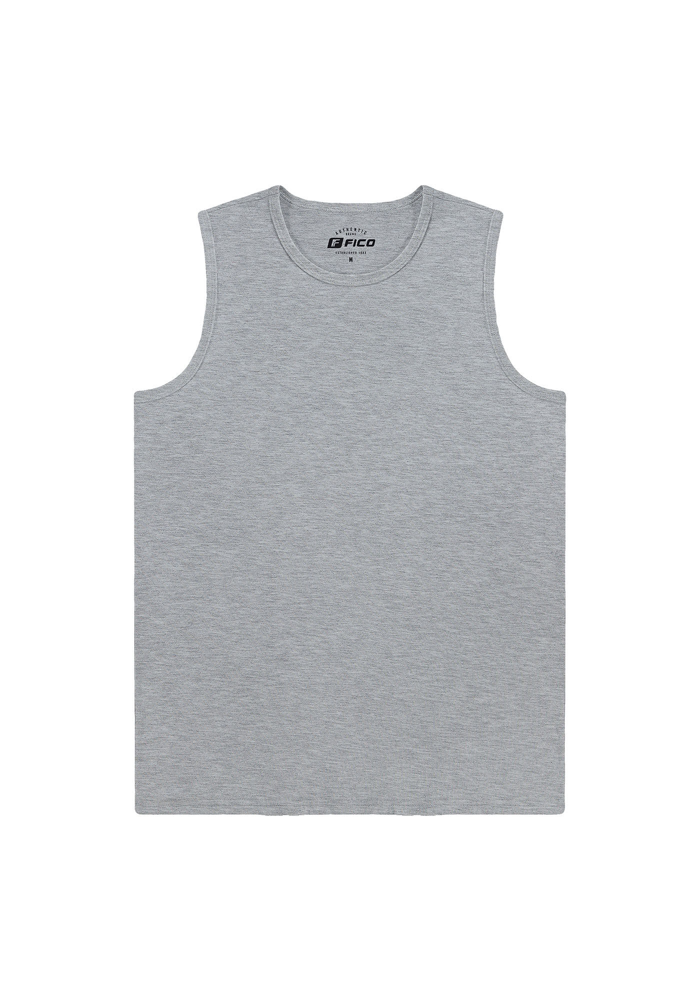 Regata Masculina B&aacute;sica em Malha Penteada, MESCLA MEDIO, large.