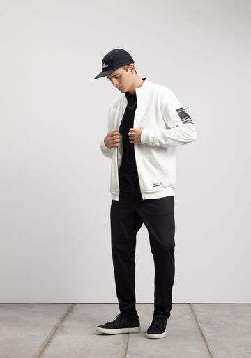 Jaqueta Com Zíper E Bolsos Em Moletom Felpado De Algodão, BRANCO OFF WHITE. Jaqueta Com Zíper E Bolsos Em Moletom Felpado De Algodão, BRANCO OFF WHITE, large.