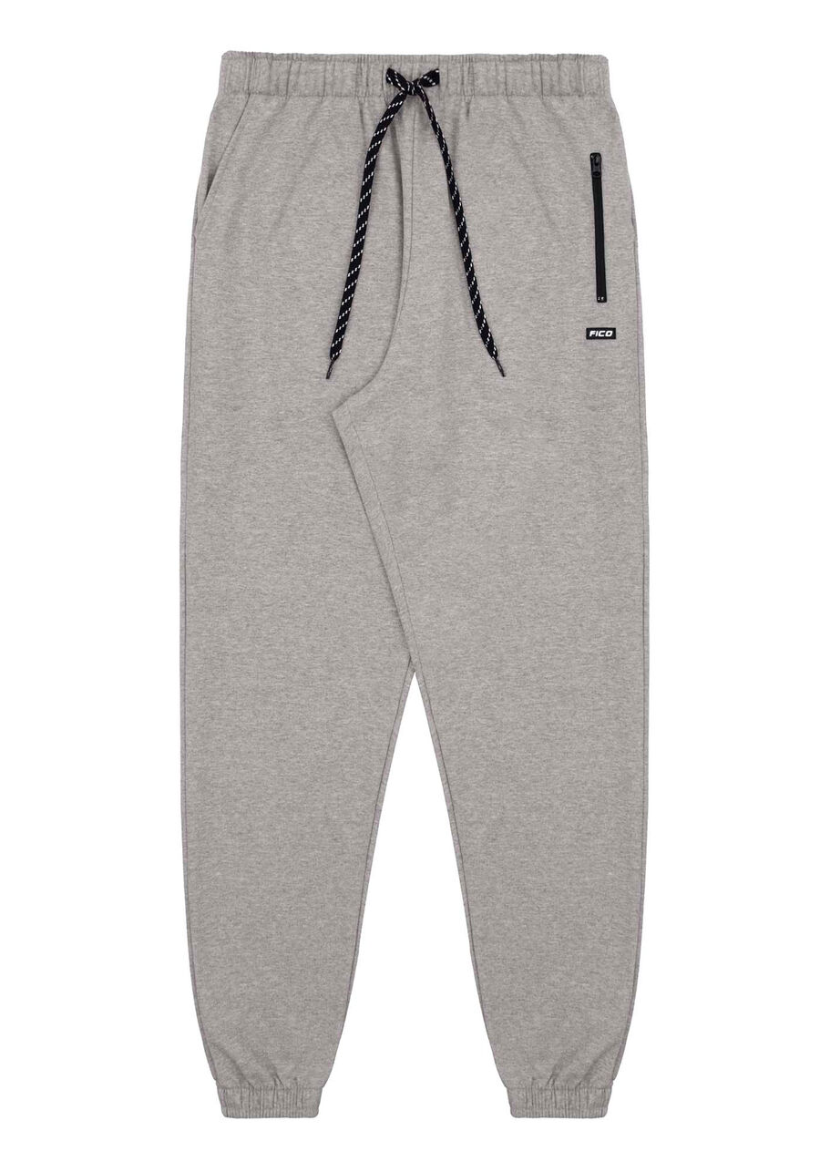 Calça Jogger Juvenil em Moletom com Bolso Zíper, MESCLA MEDIO. Calça Jogger Juvenil em Moletom com Bolso Zíper, MESCLA MEDIO, large.