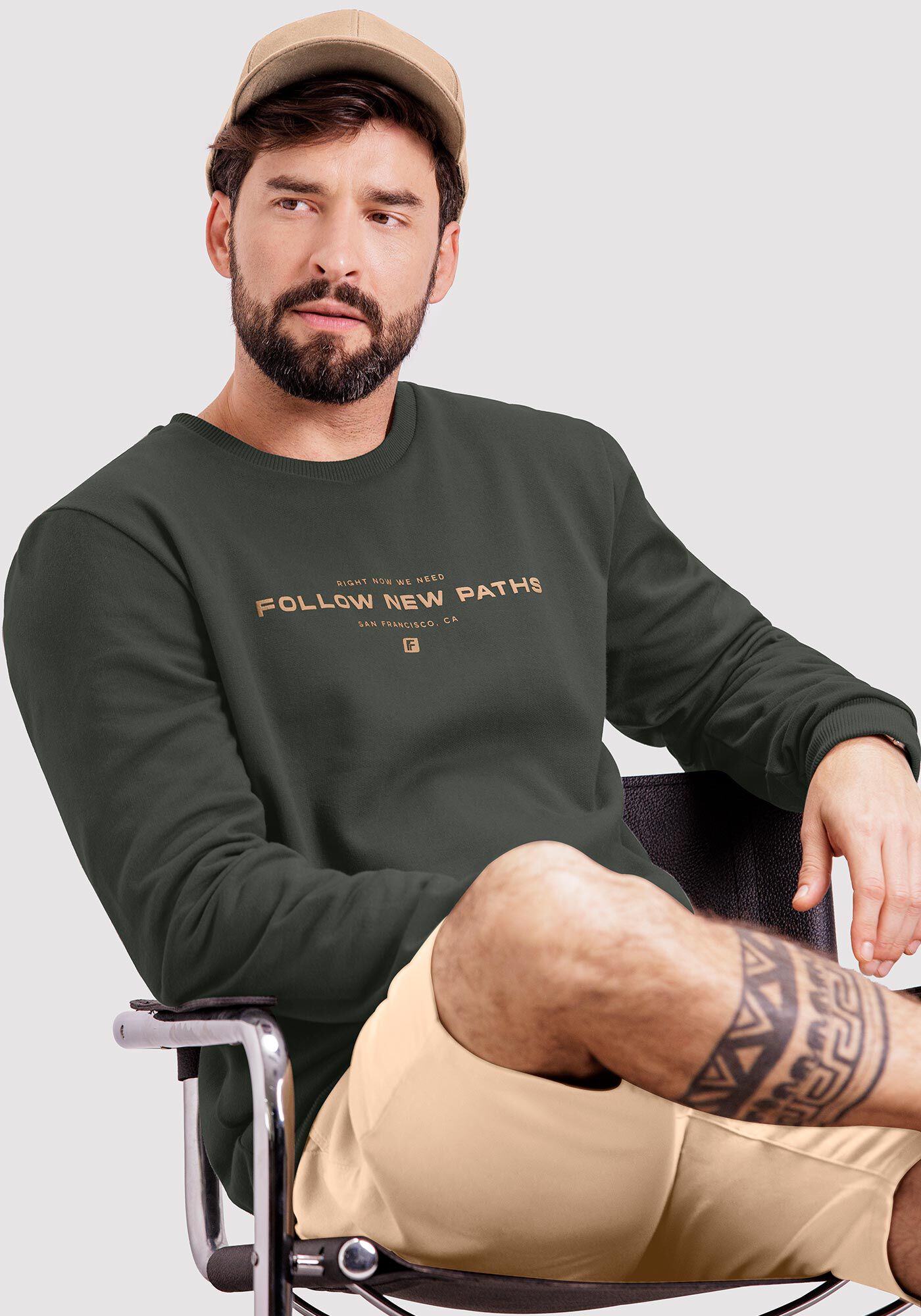 Blus&atilde;o Masculino em Moletom Felpado com Estampa, VERDE FURIA, large.