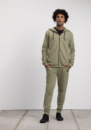 Calça Slim Em Moletom Felpado De Algodão Com Bolsos, VERDE EUCALIPTO. Calça Slim Em Moletom Felpado De Algodão Com Bolsos, VERDE EUCALIPTO, large.