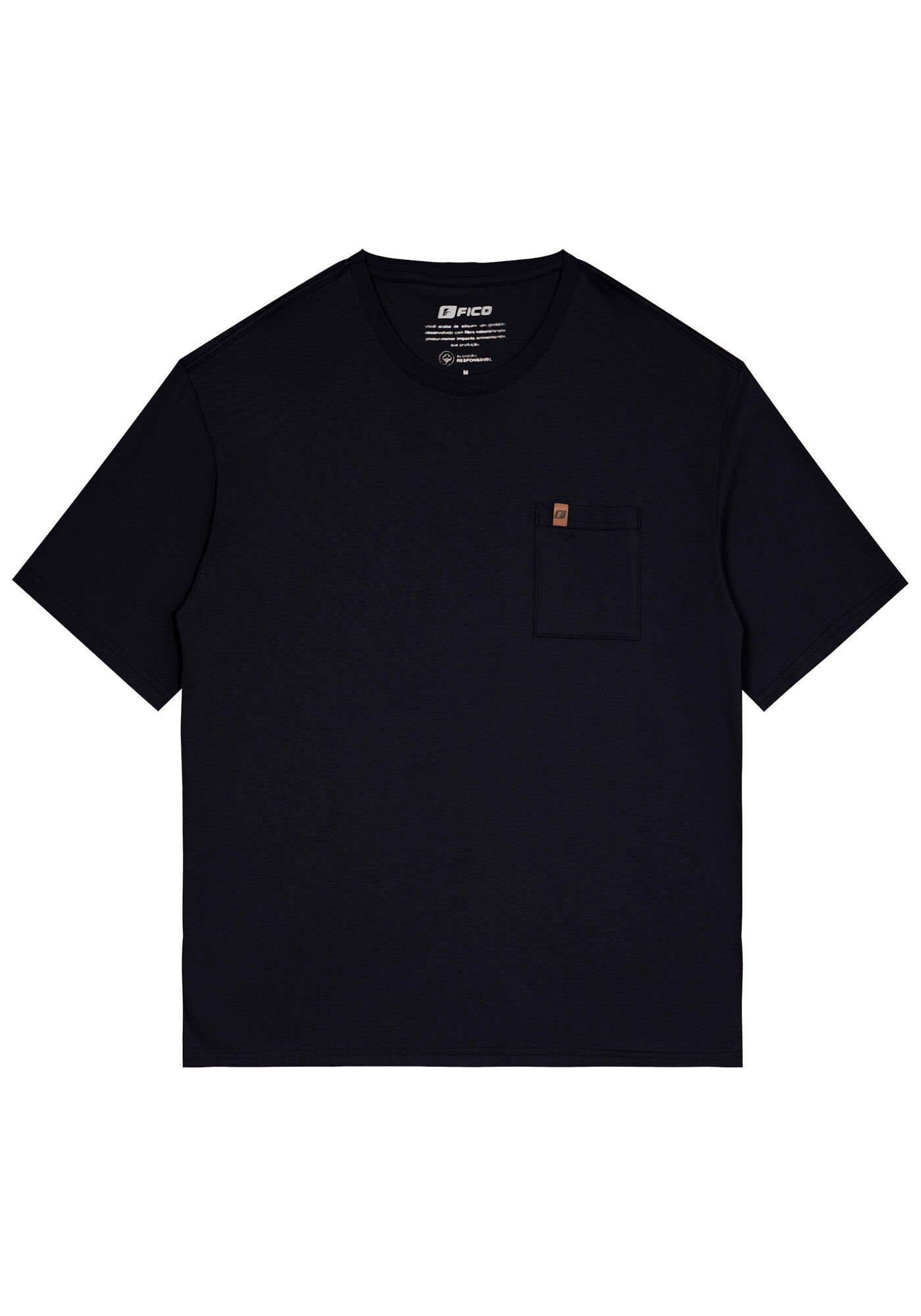 Camiseta Oversized Com Bolso Em Meia Malha De Algod&atilde;o, PRETO REATIVO, large.