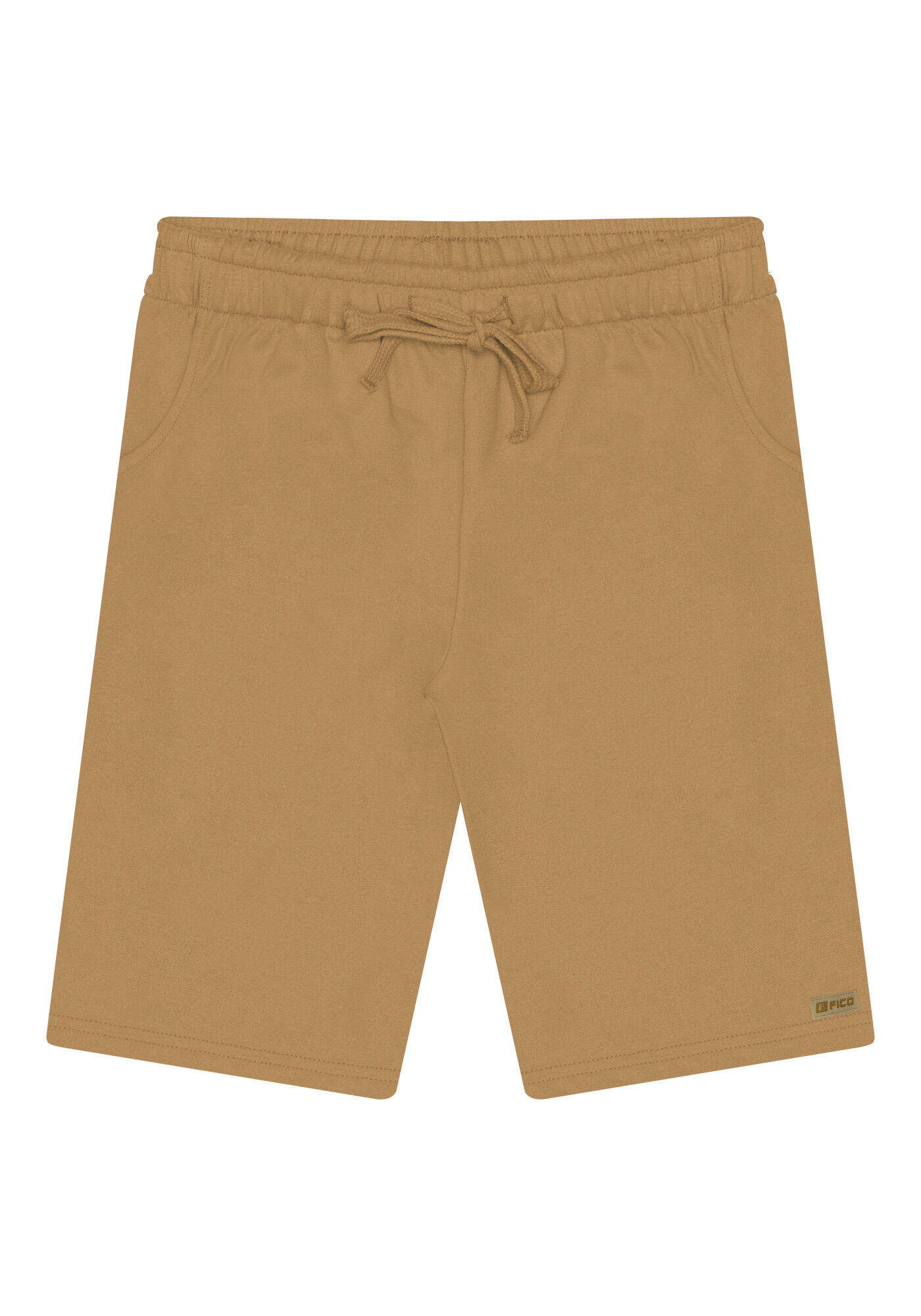 Bermuda Masculina Em Moletom De Algod&atilde;o Com Bolsos E Cadar&ccedil;o, BEGE TIGER, large.