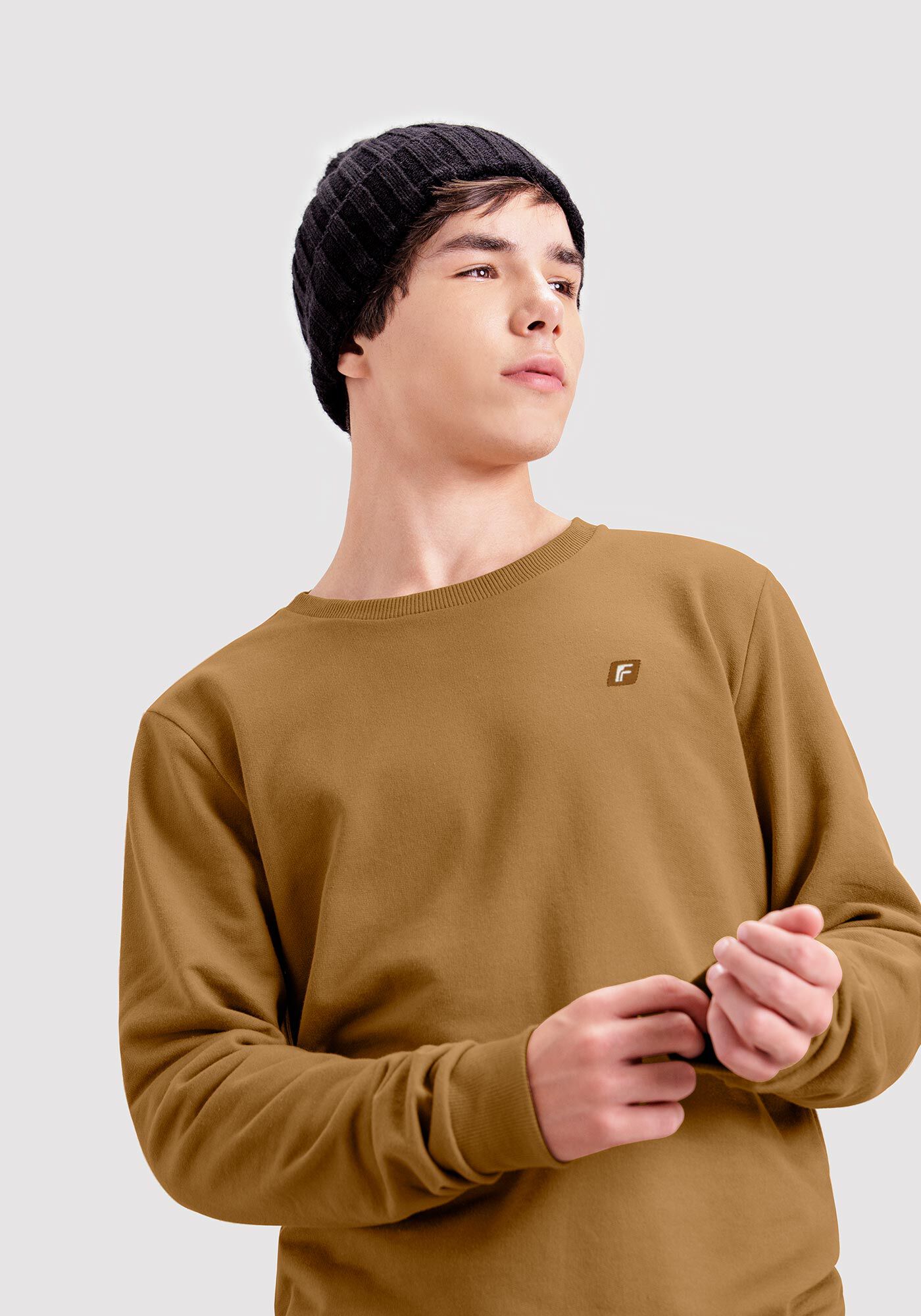 Blus&atilde;o Juvenil em Moletom com Decote Redondo, MARROM TILE, large.