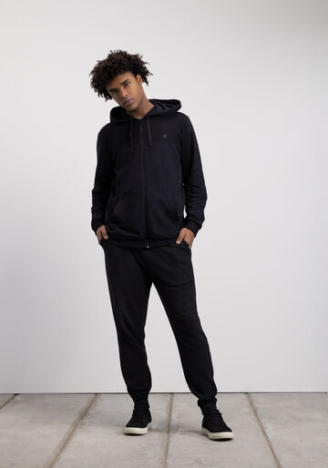 Calça Slim De Moletom Com Cadarço E Bolsos, PRETO. Calça Slim De Moletom Com Cadarço E Bolsos, PRETO, large.