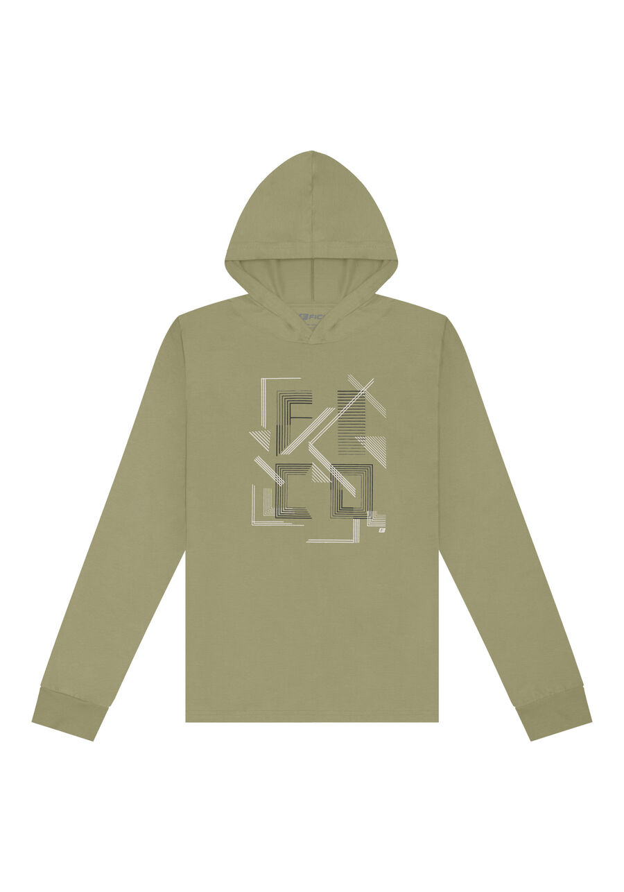 Camiseta De Mangas Longas Com Capuz Em Meia Malha Peletizada, VERDE EUCALIPTO. Camiseta De Mangas Longas Com Capuz Em Meia Malha Peletizada, VERDE EUCALIPTO, large.