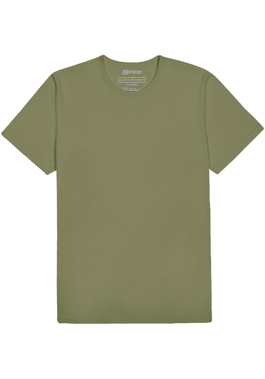 Camiseta Masculina Básica Em Meia Malha Penteada De Algodão, VERDE CORAL. Camiseta Masculina Básica Em Meia Malha Penteada De Algodão, VERDE CORAL, large.