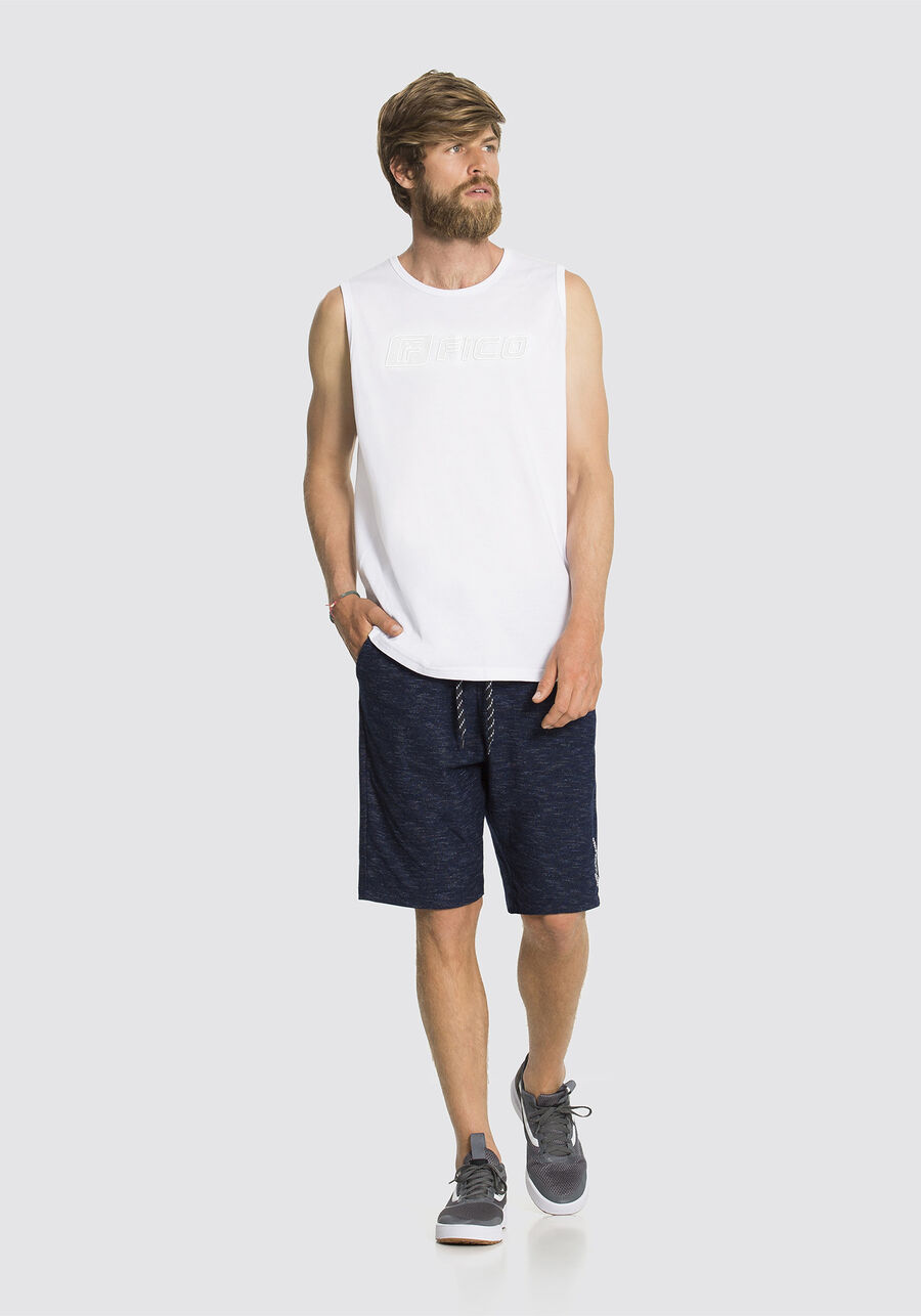 Regata Meia Malha Estampa FICO, BRANCO. Regata Meia Malha Estampa FICO, BRANCO, large.