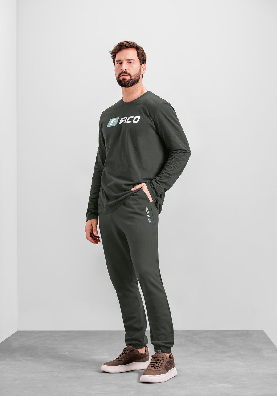 Calça Jogger Masculina em Moletom Felpado, VERDE FURIA. Calça Jogger Masculina em Moletom Felpado, VERDE FURIA, large.