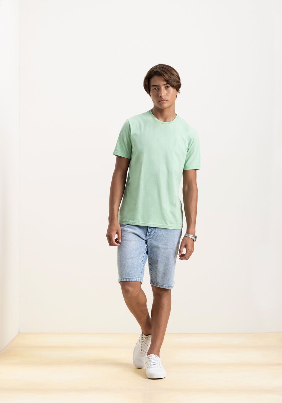 Camiseta Básica De Mangas Curtas Juvenil Em Algodão Penteado, VERDE PETIT. Camiseta Básica De Mangas Curtas Juvenil Em Algodão Penteado, VERDE PETIT, large.