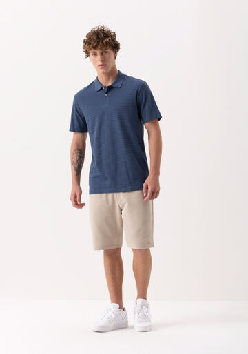 Camisa Polo De Mangas Curtas Em Malha Texturizada, MARINHO CRISTAL. Camisa Polo De Mangas Curtas Em Malha Texturizada, MARINHO CRISTAL, large.