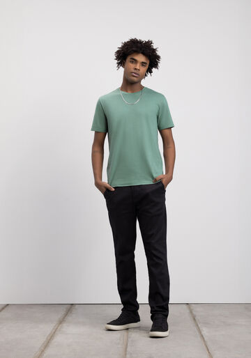 Camiseta Básica De Mangas Curtas Em Malha Flamê, VERDE CHIARO. Camiseta Básica De Mangas Curtas Em Malha Flamê, VERDE CHIARO, large.