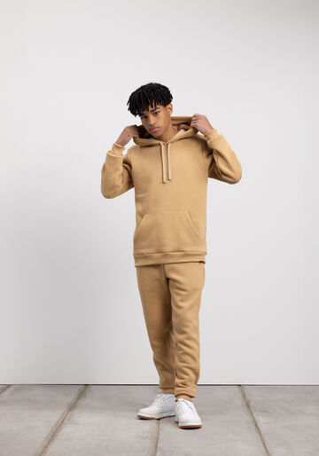 Calça Slim Juvenil Com Cadarço Funcional Em Moletom, BEGE TIGER. Calça Slim Juvenil Com Cadarço Funcional Em Moletom, BEGE TIGER, large.