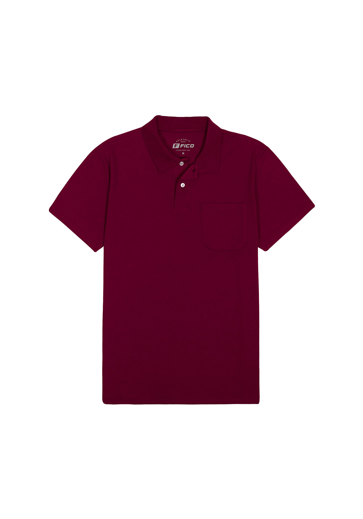 Camisa Polo Com Mangas Curtas E Bolso Em Meia Malha Penteada, BORDO WITCH, large.