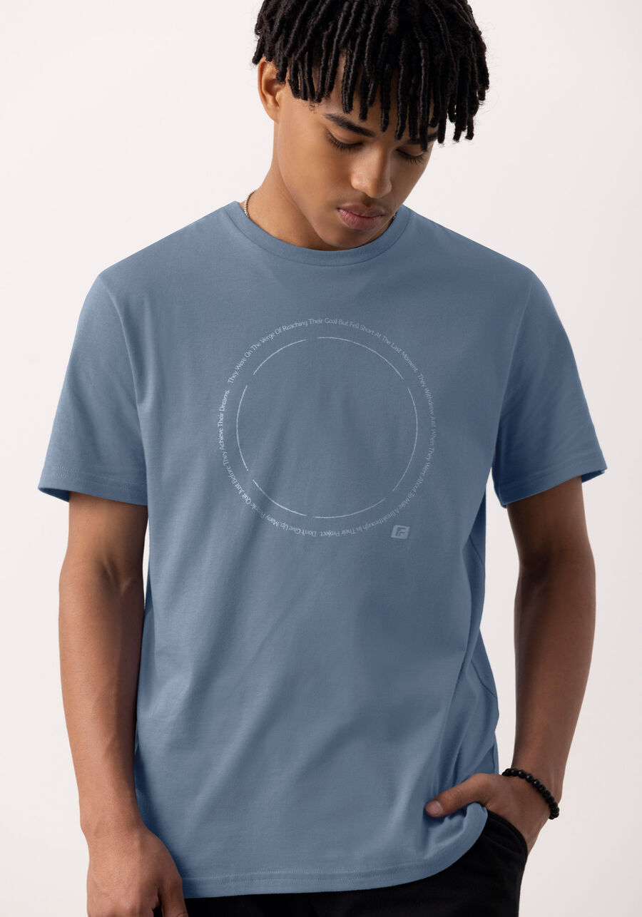 Camiseta Meia Malha Penteada Juvenil Com Estampa Localizada, AZUL NIQUEL. Camiseta Meia Malha Penteada Juvenil Com Estampa Localizada, AZUL NIQUEL, large.